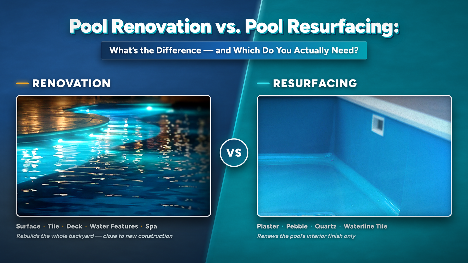 Pool Renovation vs. Pool Resurfacing: What's the Difference — and Which Do You Actually Need?